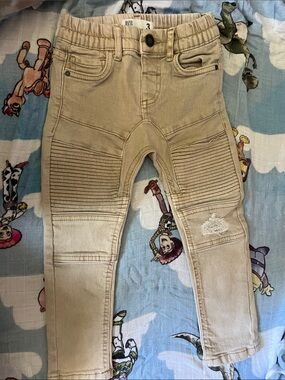Cotton On Beige Moto-Style Kids Jeans